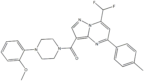 7-(difluoromethyl)-3-{[4-(2-methoxyphenyl)-1-piperazinyl]carbonyl}-5-(4-methylphenyl)pyrazolo[1,5-a]pyrimidine Struktur