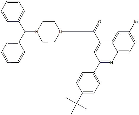 4-[(4-benzhydryl-1-piperazinyl)carbonyl]-6-bromo-2-(4-tert-butylphenyl)quinoline Struktur