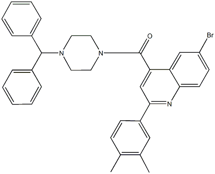 4-[(4-benzhydryl-1-piperazinyl)carbonyl]-6-bromo-2-(3,4-dimethylphenyl)quinoline Struktur