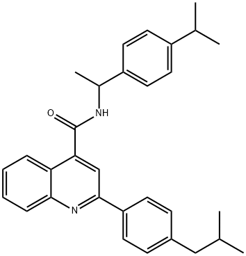 2-(4-isobutylphenyl)-N-[1-(4-isopropylphenyl)ethyl]-4-quinolinecarboxamide Struktur