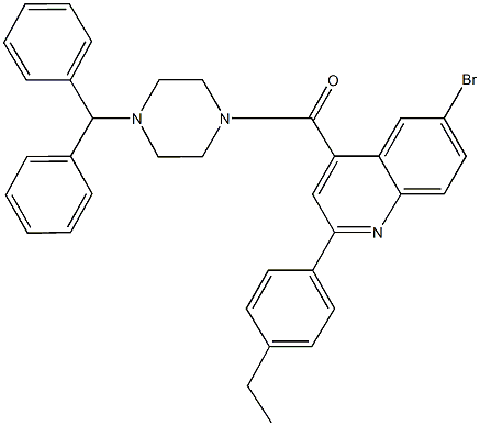 4-[(4-benzhydryl-1-piperazinyl)carbonyl]-6-bromo-2-(4-ethylphenyl)quinoline Struktur