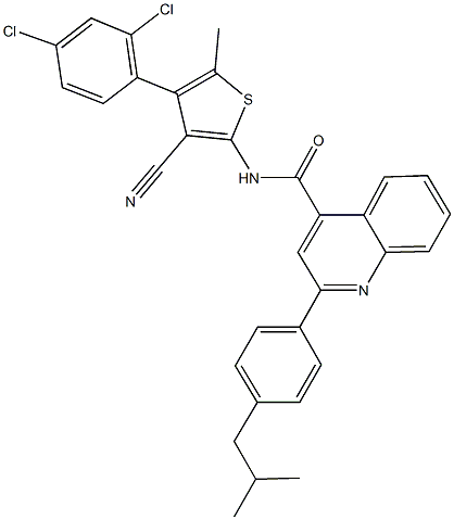 N-[3-cyano-4-(2,4-dichlorophenyl)-5-methyl-2-thienyl]-2-(4-isobutylphenyl)-4-quinolinecarboxamide Struktur