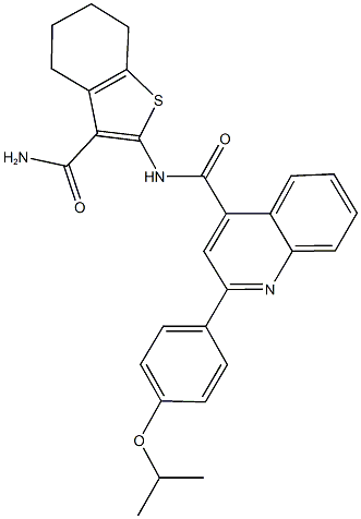 N-[3-(aminocarbonyl)-4,5,6,7-tetrahydro-1-benzothien-2-yl]-2-(4-isopropoxyphenyl)-4-quinolinecarboxamide Struktur