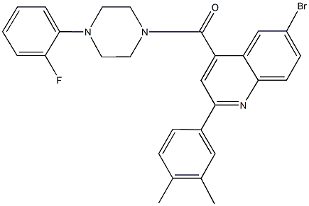 6-bromo-2-(3,4-dimethylphenyl)-4-{[4-(2-fluorophenyl)-1-piperazinyl]carbonyl}quinoline Struktur