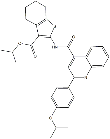 isopropyl 2-({[2-(4-isopropoxyphenyl)-4-quinolinyl]carbonyl}amino)-4,5,6,7-tetrahydro-1-benzothiophene-3-carboxylate Struktur