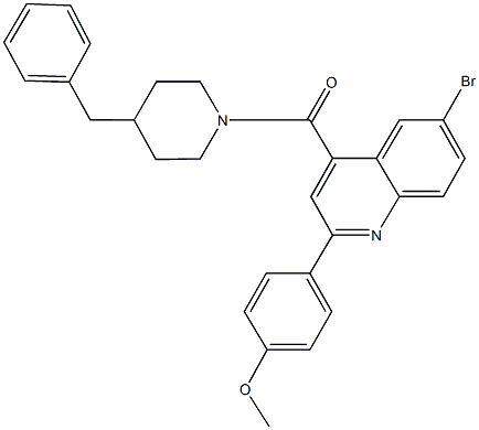 4-{4-[(4-benzyl-1-piperidinyl)carbonyl]-6-bromo-2-quinolinyl}phenyl methyl ether Struktur