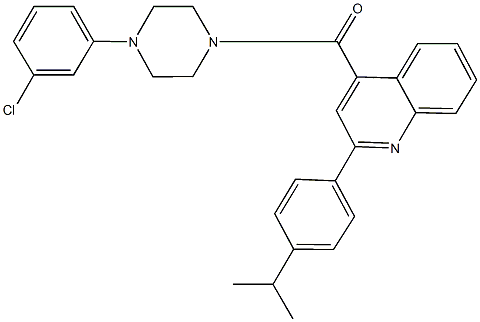 4-{[4-(3-chlorophenyl)-1-piperazinyl]carbonyl}-2-(4-isopropylphenyl)quinoline Struktur