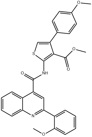 methyl 4-(4-methoxyphenyl)-2-({[2-(2-methoxyphenyl)-4-quinolinyl]carbonyl}amino)-3-thiophenecarboxylate Struktur