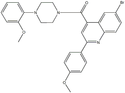 6-bromo-2-(4-methoxyphenyl)-4-{[4-(2-methoxyphenyl)-1-piperazinyl]carbonyl}quinoline Struktur