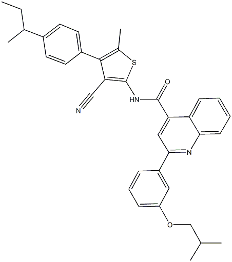 N-[4-(4-sec-butylphenyl)-3-cyano-5-methyl-2-thienyl]-2-(3-isobutoxyphenyl)-4-quinolinecarboxamide Struktur