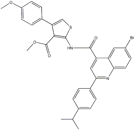 methyl 2-({[6-bromo-2-(4-isopropylphenyl)-4-quinolinyl]carbonyl}amino)-4-(4-methoxyphenyl)-3-thiophenecarboxylate Struktur