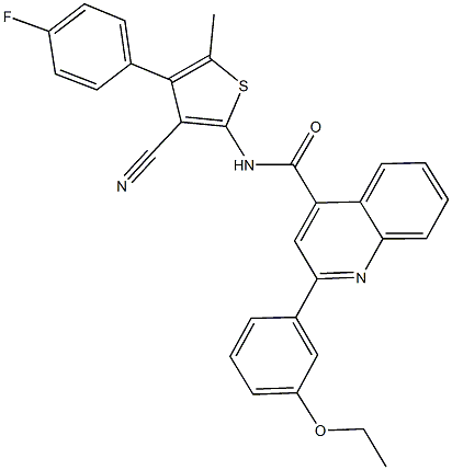 N-[3-cyano-4-(4-fluorophenyl)-5-methyl-2-thienyl]-2-(3-ethoxyphenyl)-4-quinolinecarboxamide Struktur