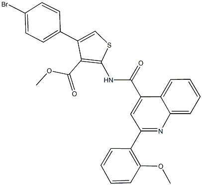 methyl 4-(4-bromophenyl)-2-({[2-(2-methoxyphenyl)-4-quinolinyl]carbonyl}amino)-3-thiophenecarboxylate Struktur