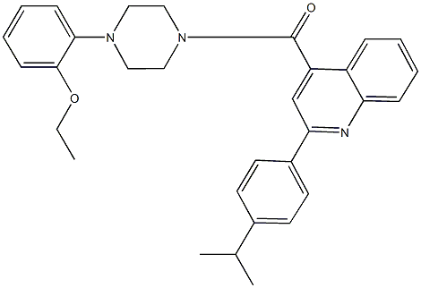 ethyl 2-(4-{[2-(4-isopropylphenyl)-4-quinolinyl]carbonyl}-1-piperazinyl)phenyl ether Struktur