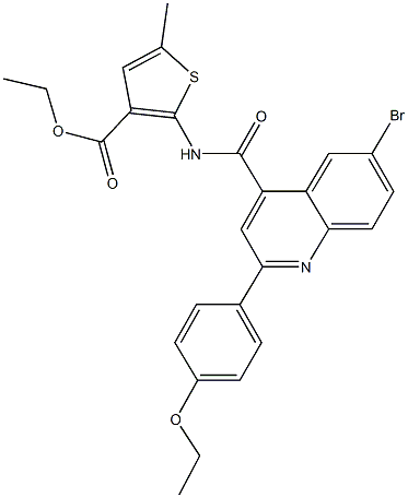 ethyl 2-({[6-bromo-2-(4-ethoxyphenyl)-4-quinolinyl]carbonyl}amino)-5-methyl-3-thiophenecarboxylate Struktur