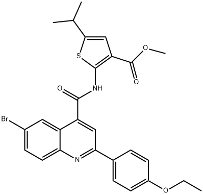 methyl 2-({[6-bromo-2-(4-ethoxyphenyl)-4-quinolinyl]carbonyl}amino)-5-isopropyl-3-thiophenecarboxylate Struktur