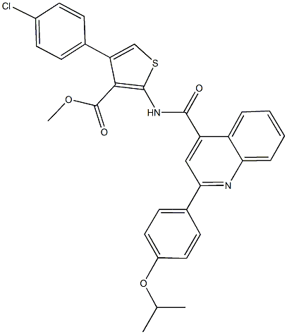 methyl 4-(4-chlorophenyl)-2-({[2-(4-isopropoxyphenyl)-4-quinolinyl]carbonyl}amino)-3-thiophenecarboxylate Struktur