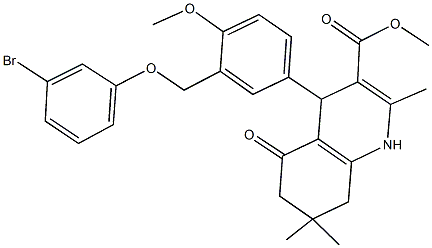 methyl 4-{3-[(3-bromophenoxy)methyl]-4-methoxyphenyl}-2,7,7-trimethyl-5-oxo-1,4,5,6,7,8-hexahydro-3-quinolinecarboxylate Struktur