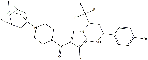 2-{[4-(1-adamantyl)-1-piperazinyl]carbonyl}-5-(4-bromophenyl)-3-chloro-7-(trifluoromethyl)-4,5,6,7-tetrahydropyrazolo[1,5-a]pyrimidine Struktur