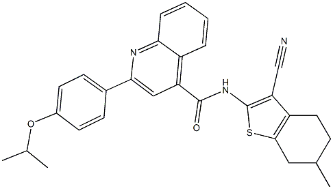 N-(3-cyano-6-methyl-4,5,6,7-tetrahydro-1-benzothien-2-yl)-2-(4-isopropoxyphenyl)-4-quinolinecarboxamide Struktur