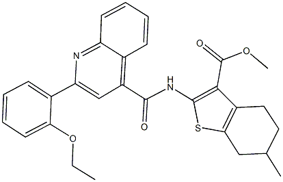 methyl 2-({[2-(2-ethoxyphenyl)-4-quinolinyl]carbonyl}amino)-6-methyl-4,5,6,7-tetrahydro-1-benzothiophene-3-carboxylate Struktur