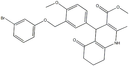 methyl 4-{3-[(3-bromophenoxy)methyl]-4-methoxyphenyl}-2-methyl-5-oxo-1,4,5,6,7,8-hexahydro-3-quinolinecarboxylate Struktur