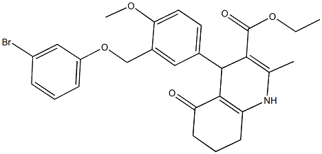 ethyl 4-{3-[(3-bromophenoxy)methyl]-4-methoxyphenyl}-2-methyl-5-oxo-1,4,5,6,7,8-hexahydro-3-quinolinecarboxylate Struktur