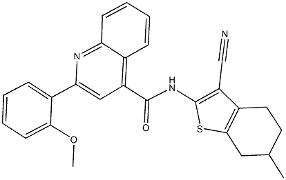 N-(3-cyano-6-methyl-4,5,6,7-tetrahydro-1-benzothien-2-yl)-2-(2-methoxyphenyl)-4-quinolinecarboxamide Struktur