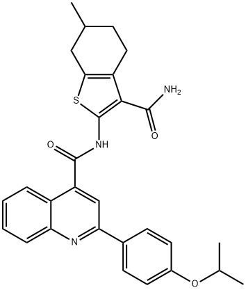 N-[3-(aminocarbonyl)-6-methyl-4,5,6,7-tetrahydro-1-benzothien-2-yl]-2-(4-isopropoxyphenyl)-4-quinolinecarboxamide Struktur