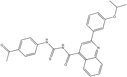 N-(4-acetylphenyl)-N'-{[2-(3-isopropoxyphenyl)-4-quinolinyl]carbonyl}thiourea Struktur