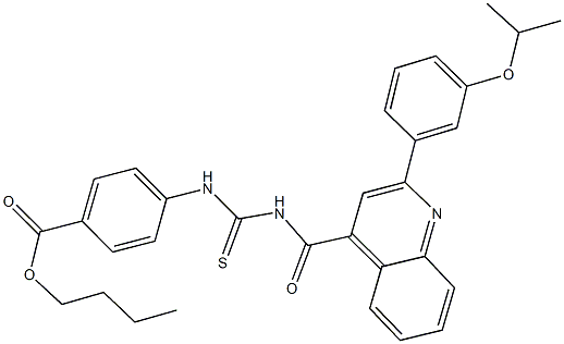 butyl 4-{[({[2-(3-isopropoxyphenyl)-4-quinolinyl]carbonyl}amino)carbothioyl]amino}benzoate Struktur