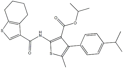 isopropyl 4-(4-isopropylphenyl)-5-methyl-2-[(4,5,6,7-tetrahydro-1-benzothien-3-ylcarbonyl)amino]-3-thiophenecarboxylate Struktur