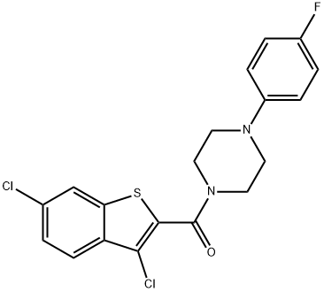 1-[(3,6-dichloro-1-benzothien-2-yl)carbonyl]-4-(4-fluorophenyl)piperazine Struktur