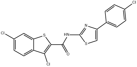 3,6-dichloro-N-[4-(4-chlorophenyl)-1,3-thiazol-2-yl]-1-benzothiophene-2-carboxamide Struktur