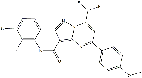 N-(3-chloro-2-methylphenyl)-7-(difluoromethyl)-5-(4-methoxyphenyl)pyrazolo[1,5-a]pyrimidine-3-carboxamide Struktur