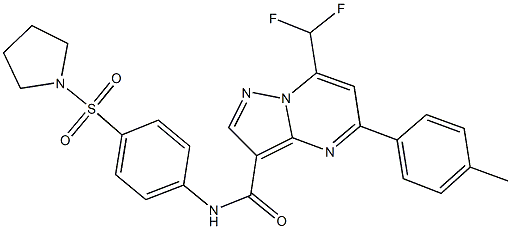 7-(difluoromethyl)-5-(4-methylphenyl)-N-[4-(1-pyrrolidinylsulfonyl)phenyl]pyrazolo[1,5-a]pyrimidine-3-carboxamide Struktur