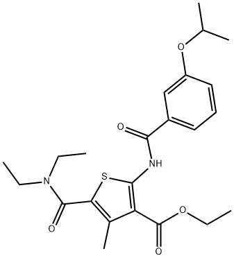 ethyl 5-[(diethylamino)carbonyl]-2-[(3-isopropoxybenzoyl)amino]-4-methyl-3-thiophenecarboxylate Struktur