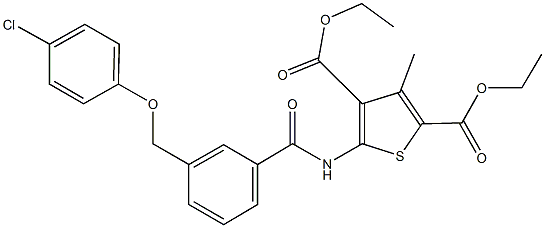 diethyl 5-({3-[(4-chlorophenoxy)methyl]benzoyl}amino)-3-methyl-2,4-thiophenedicarboxylate Struktur