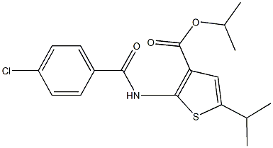 isopropyl 2-[(4-chlorobenzoyl)amino]-5-isopropyl-3-thiophenecarboxylate Struktur