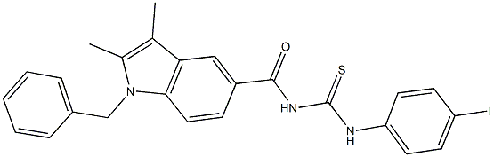 N-[(1-benzyl-2,3-dimethyl-1H-indol-5-yl)carbonyl]-N'-(4-iodophenyl)thiourea Struktur