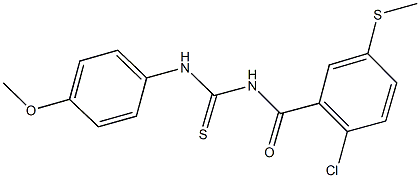 N-[2-chloro-5-(methylsulfanyl)benzoyl]-N'-(4-methoxyphenyl)thiourea Struktur