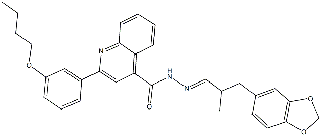 N'-[3-(1,3-benzodioxol-5-yl)-2-methylpropylidene]-2-(3-butoxyphenyl)-4-quinolinecarbohydrazide Struktur