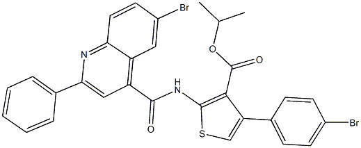 isopropyl 4-(4-bromophenyl)-2-{[(6-bromo-2-phenyl-4-quinolinyl)carbonyl]amino}-3-thiophenecarboxylate Struktur