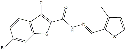 6-bromo-3-chloro-N'-[(3-methyl-2-thienyl)methylene]-1-benzothiophene-2-carbohydrazide Struktur