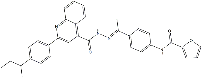 N-[4-(N-{[2-(4-sec-butylphenyl)-4-quinolinyl]carbonyl}ethanehydrazonoyl)phenyl]-2-furamide Struktur