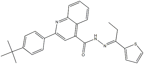 2-(4-tert-butylphenyl)-N'-[1-(2-thienyl)propylidene]-4-quinolinecarbohydrazide Struktur