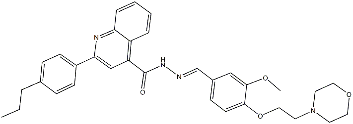 N'-{3-methoxy-4-[2-(4-morpholinyl)ethoxy]benzylidene}-2-(4-propylphenyl)-4-quinolinecarbohydrazide Struktur