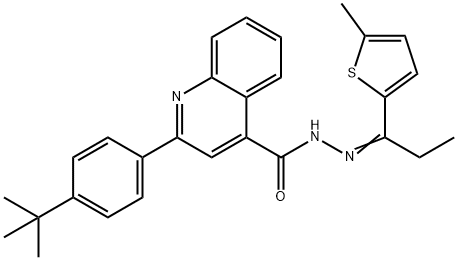 2-(4-tert-butylphenyl)-N'-[1-(5-methyl-2-thienyl)propylidene]-4-quinolinecarbohydrazide Struktur