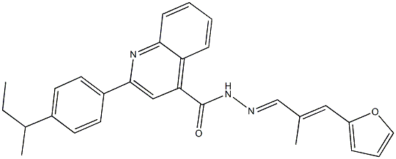 2-(4-sec-butylphenyl)-N'-[3-(2-furyl)-2-methyl-2-propenylidene]-4-quinolinecarbohydrazide Struktur