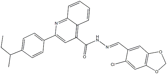 2-(4-sec-butylphenyl)-N'-[(6-chloro-1,3-benzodioxol-5-yl)methylene]-4-quinolinecarbohydrazide Struktur